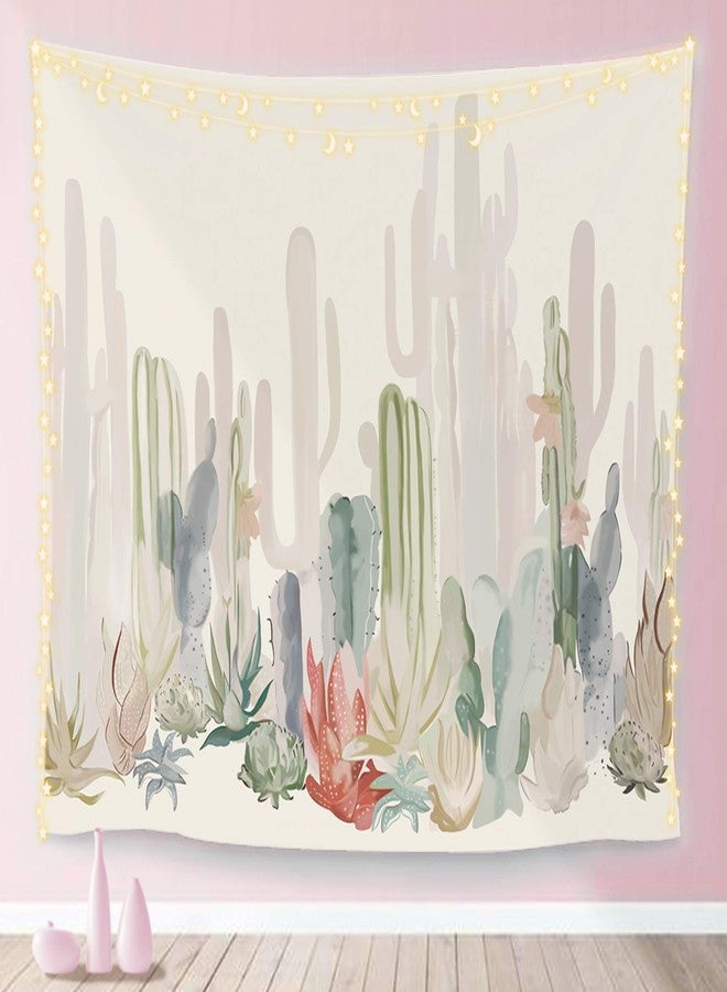 Manicer Cactus Tapestry, Colorful Plant Herbs Botanical Tapestry Wall Hanging Nature Scenery Tapestries Art Print Mural for Bedroom Living Room Home Décor - 59.1" x 80" - Image 1